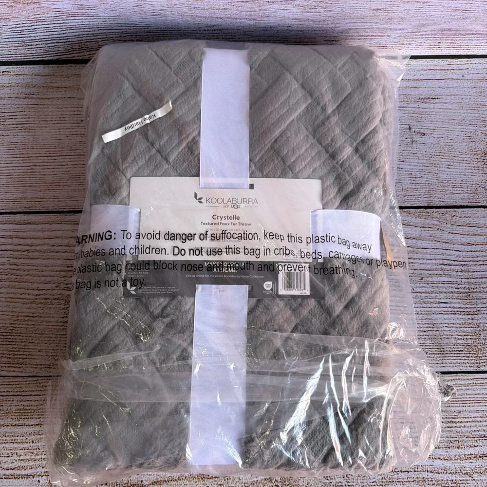 Koolaburra by UGG Crystelle Faux Fur Throw 50x70 Wild Dove NEW